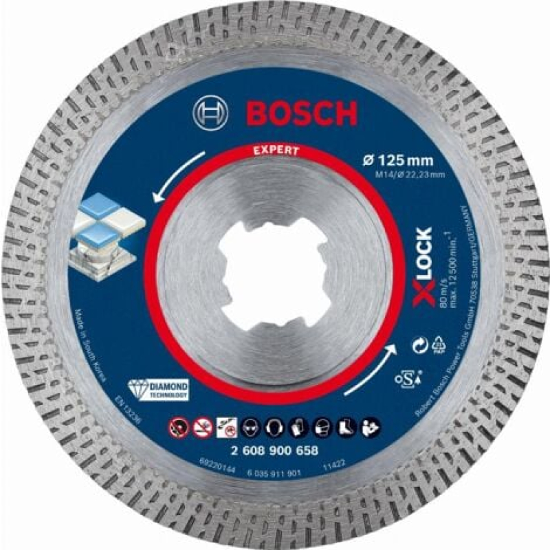 Bosch Outillages 2608900658 EXPERT HardCeramic X-LOCK Disque à tronçonner diamanté Diamètre 125 mm Ø de perçage 22.23