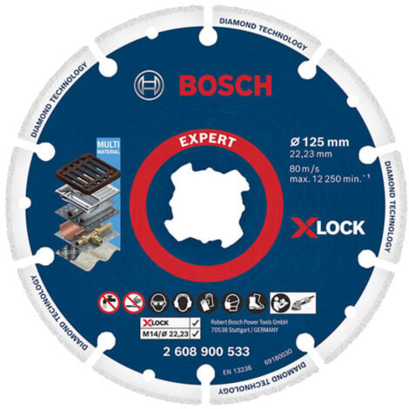 Bosch Outillages 2608900533 X-LOCK Disque à tronçonner diamanté Diamètre 125 cm Ø de perçage 22.23 mm métal 1 pc(s)