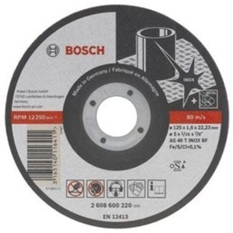 Disque EXPERT à tronçonner BOSCH à moyeu plat Spécial inox 125X1.0 MM - 2608600549