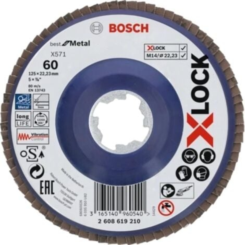 Disque X-Lock lamelle plat Best Metal BOSCH Ø125 Grain 60 - 2608619210