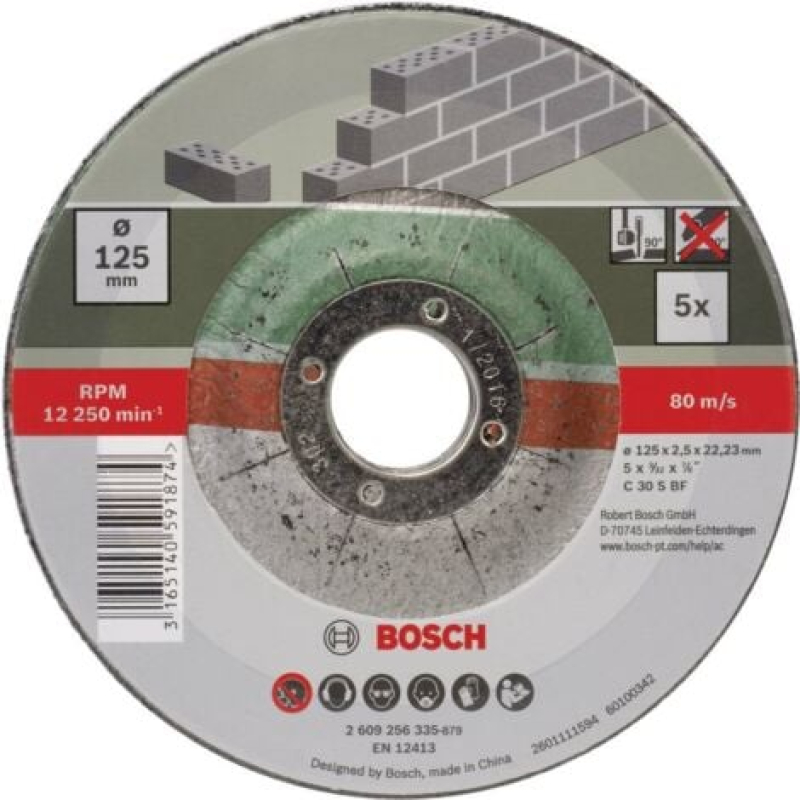 Set de disques à tronçonner à moyeu déporté pour la pierre, 5 pcs Bosch 2609256335
