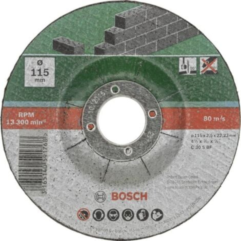 Set de disques à tronçonner, à moyeu déporté, pour pierre, 5 pcs Bosch 2609256334