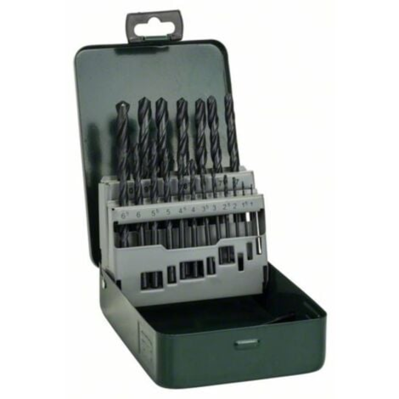 Bosch Outillages 2607019435 HSS Jeu de forets pour le métal 19 pièces laminé au rouleau DIN 338 tige cylindrique 1 set