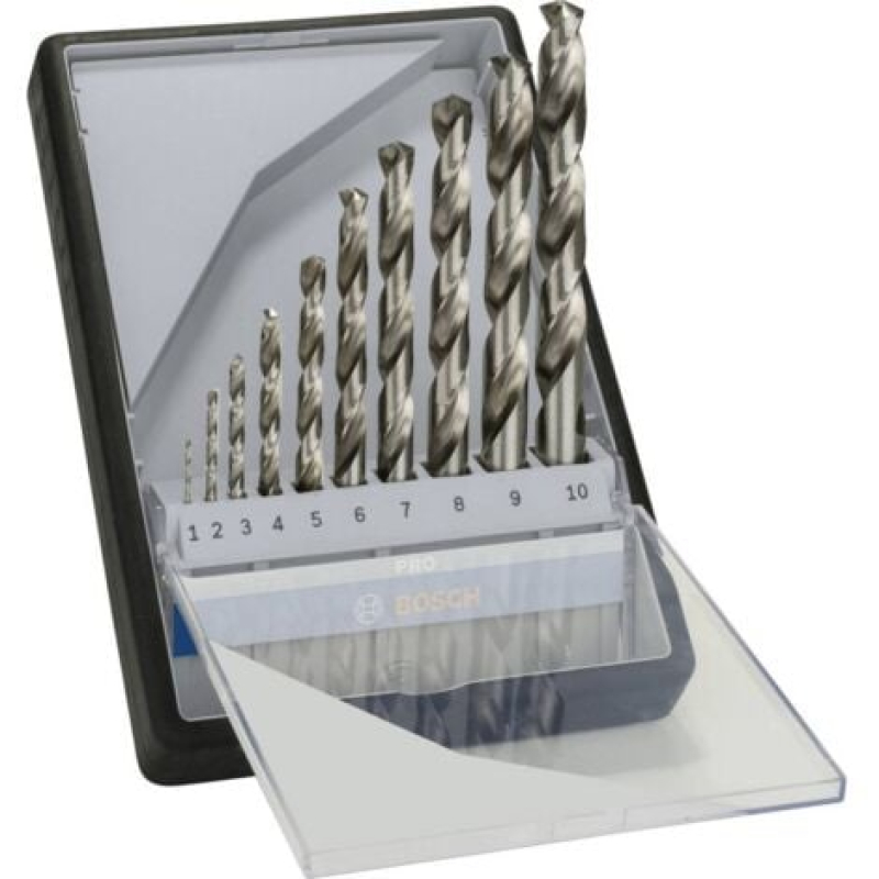 Bosch Outillages 2607010535 HSS Jeu de forets pour le métal 10 pièces meulé DIN 338 tige cylindrique 1 set