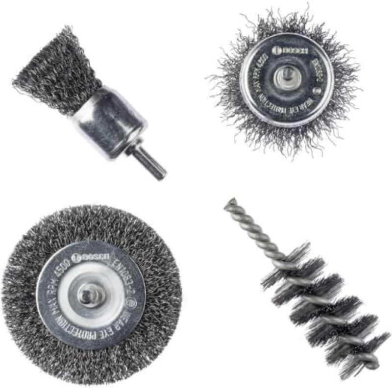 Bosch Outillages 4pcs Jeu de brosses métalliques, 4 pièces Set de brosses métalliques 2609256553 1 set