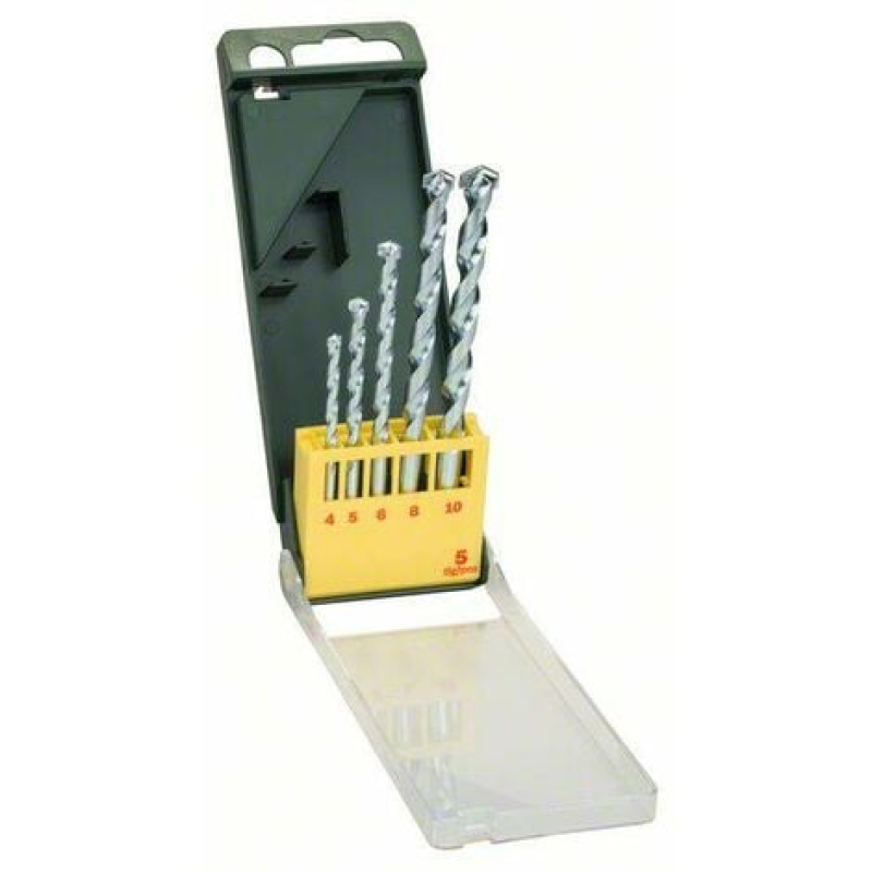 Bosch Outillages Promoline 2607019438 carbure de tungstène Jeu de forets spiralés pour pierre 5 pièces 4 mm, 5 mm, 6 mm, 8 mm, 1