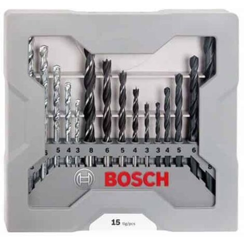 BOSCH Set 15 pièces forets métaux, matériaux et bois - Réf. 2607017038