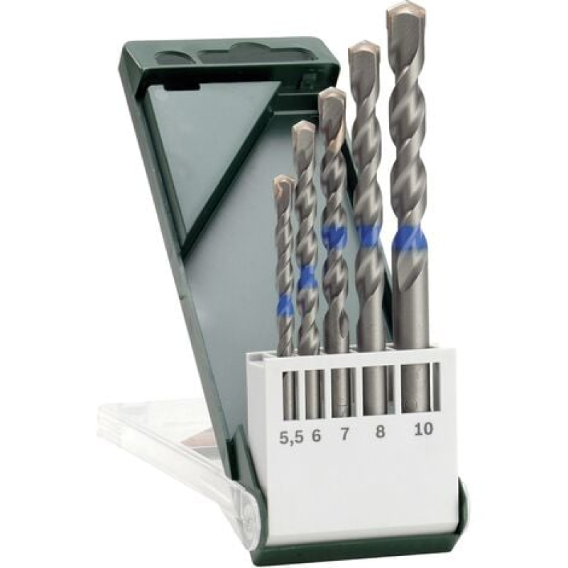 Bosch Outillages 2609255417 Jeu de forets pour béton 5 pièces 5 mm, 6 mm, 6 mm, 8 mm, 10 mm tige cylindrique 1 set C96631
