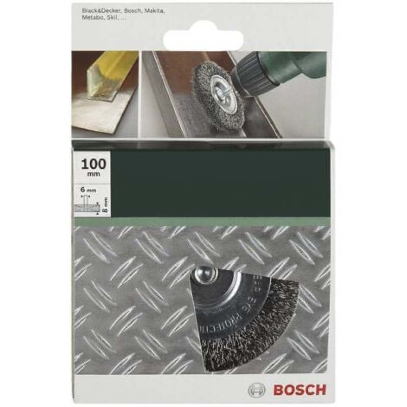 Brosse boisseau pour perceuses - fils ondulés, 100 mm Bosch 2609256532