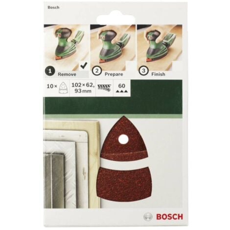 Feuille abrasive pour ponceuse Multi avec bande auto-agrippante, perforé Bosch Outillages 2609256A64 Grain 120 (L x l)