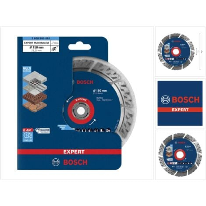 Bosch EXPERT MultiMaterial Disque à tronçonner diamanté 150 x 22,23 mm 1 pce ( 2608900661 ) Long Life