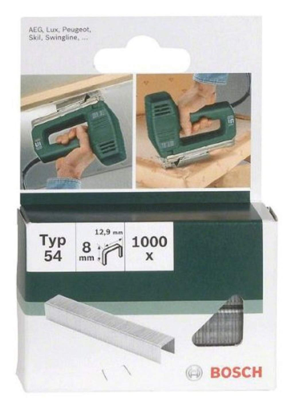 Bosch Outillages 2609255840 Set de 1000 agrafes à fil plat Type 54 Largeur 12,9 mm Epaisseur 1,25 mm Longueur 8 mm