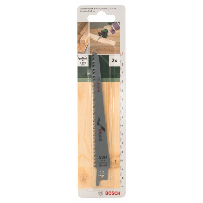 Bosch Outillages 2609256701 Jeu de 2 lames de scie sabre HCS 131 mm pour Coupes nettes dans le bois de construction et les panne