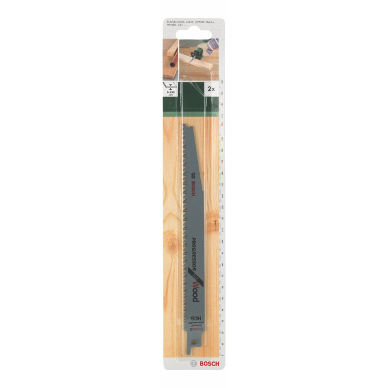Bosch Outillages 2609256704 Jeu de 2 lames de scie sabre HCS 182 mm universelles pour Bois et plastiques de 6 à 150 mm d'épaisse