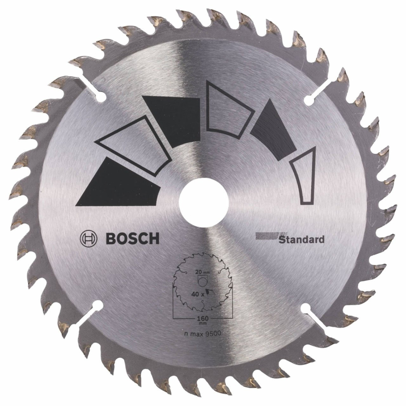 Bosch 1x Lame de Scie Circulaire Standard (pour Bois, Ø 160 x 2.2/1.5 x 20/16 mm, 40 Dents, ATB, avec 1x Bague de Réduction 16 m