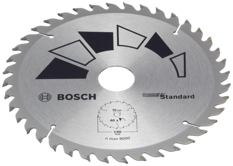 Bosch 1x Lame de Scie Circulaire Standard (pour Bois, Ø 190 x 2.2/1.5 x 30/24 mm, 40 Dents, ATB, avec 1x Bague de Réduction 24 m