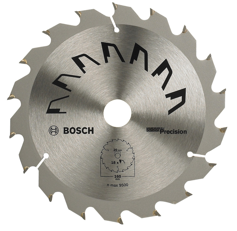 Bosch 1x Lame de Scie Circulaire Precison (pour Bois, Ø 160 x 2.5/1.5 x 20/16 mm, 18 Dents, ATB, avec 1x Bague de Réduction 16 m
