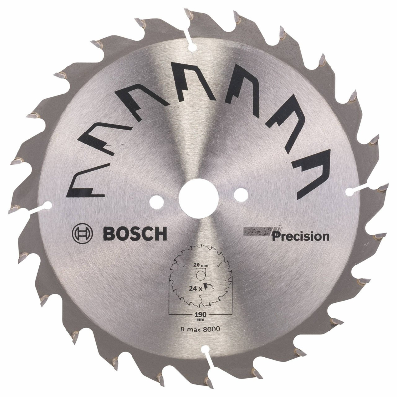 Bosch 1x Lame de Scie Circulaire Precison (pour Bois, Ø 190 x 2.5/1.5 x 20/16 mm, 24 Dents, ATB, avec 1x Bague de Réduction 16 m