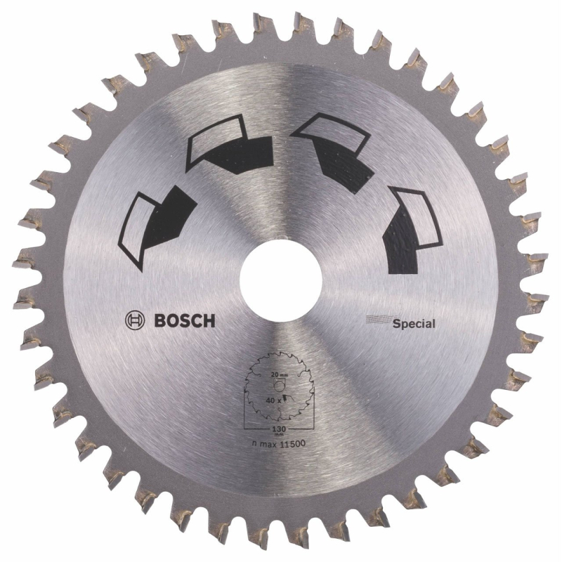 Bosch 1x Lame de Scie Circulaire Special (pour Bois, Métaux non ferreux, Plastique, Ø 130 x 2.2/1.6 x 20/16 mm, 40 Dents, FT, av