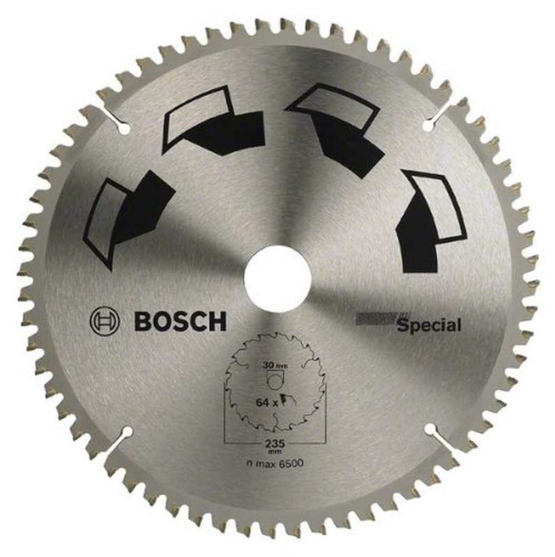 Bosch 1x Lame de Scie Circulaire Special (pour Bois, Métaux non ferreux, Plastique, Ø 235 x 2.5/1.8 x 30/25 mm, 64 Dents, FT, av