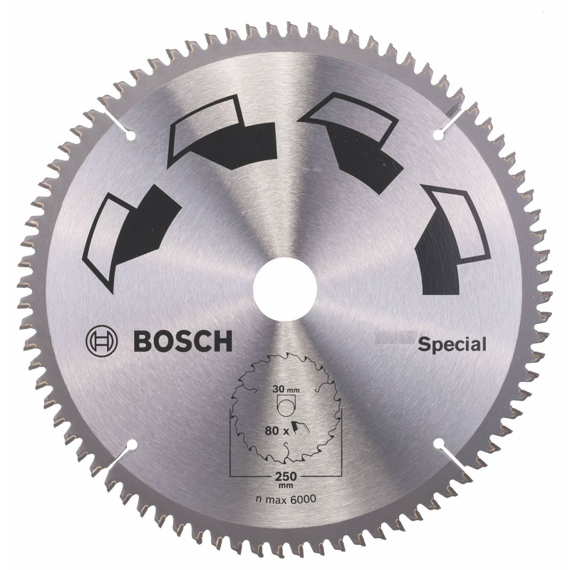 Bosch 1x Lame de Scie Circulaire Special (pour Bois, Métaux non ferreux, Plastique, Ø 250 x 3.2/2.5 x 30 mm, 80 Dents, FT, Acces
