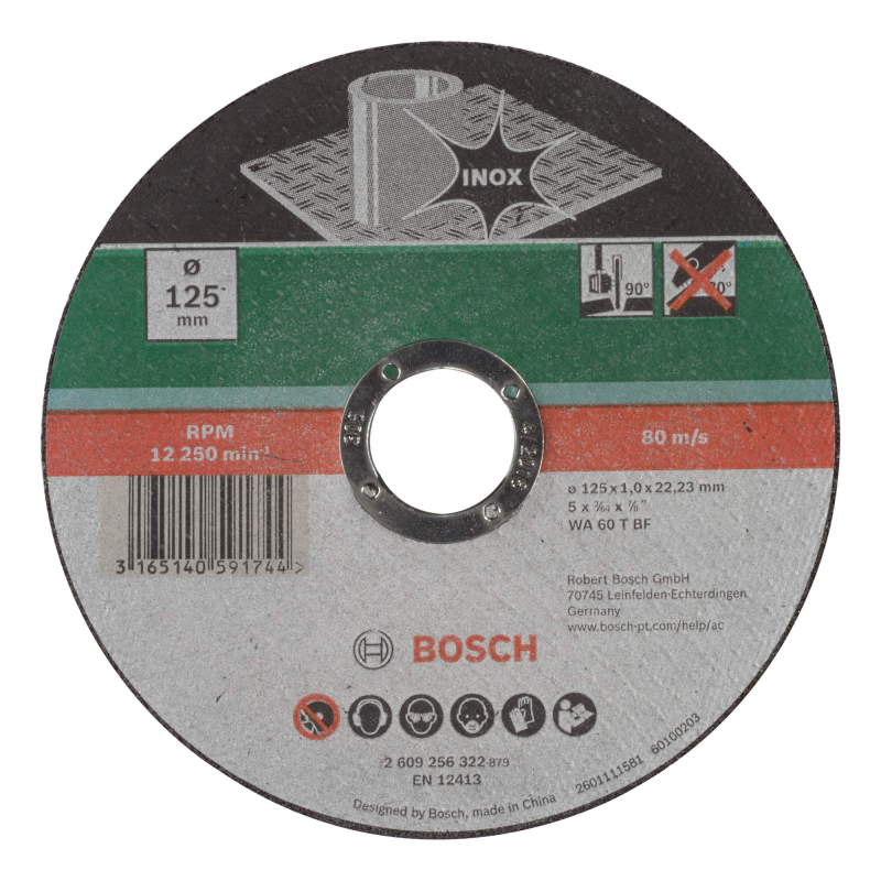 Bosch Outillages 2609256322 Disque à tronçonner à moyeu plat pour Inox Diamètre 125 mm Diamètre d'alésage 22/23 Epaisseur 1 mm