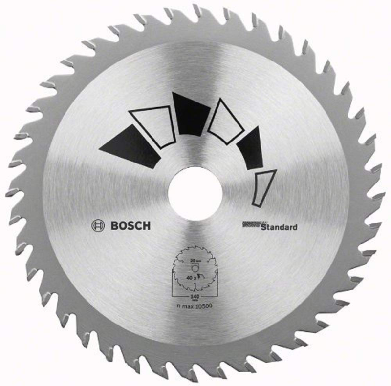 Bosch 1x Lame de Scie Circulaire Standard (pour Bois, Ø 140 x 2.2/1.5 x 20/12.75 mm, 40 Dents, ATB, avec 1x Bague de Réduction 1