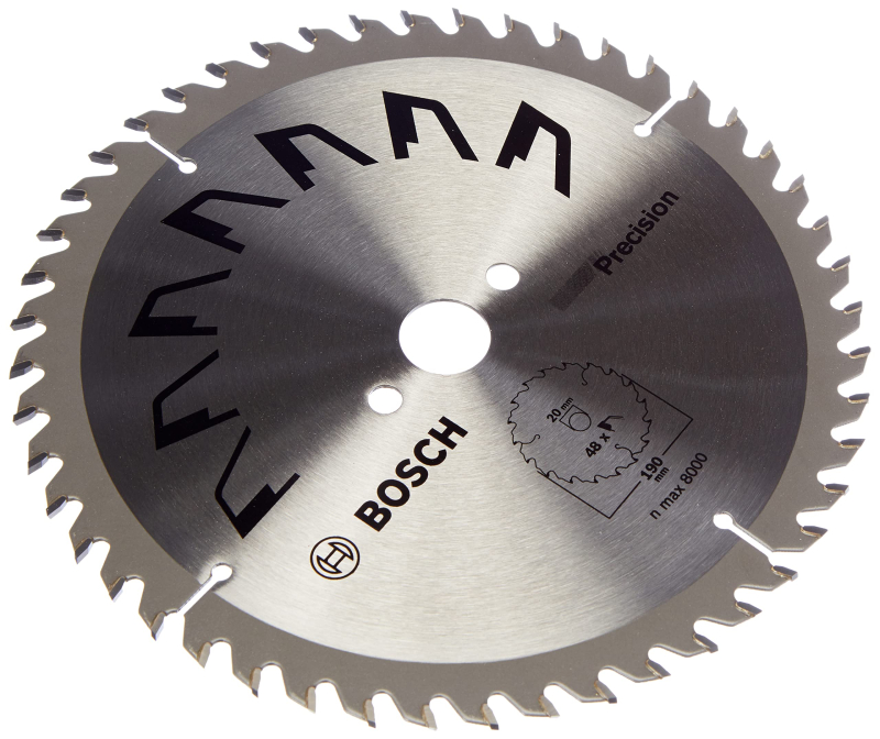 Bosch 1x Lame de Scie Circulaire Precison (pour Bois, Ø 190 x 2.5/1.5 x 20/16 mm, 48 Dents, ATB, avec 1x Bague de Réduction 16 m