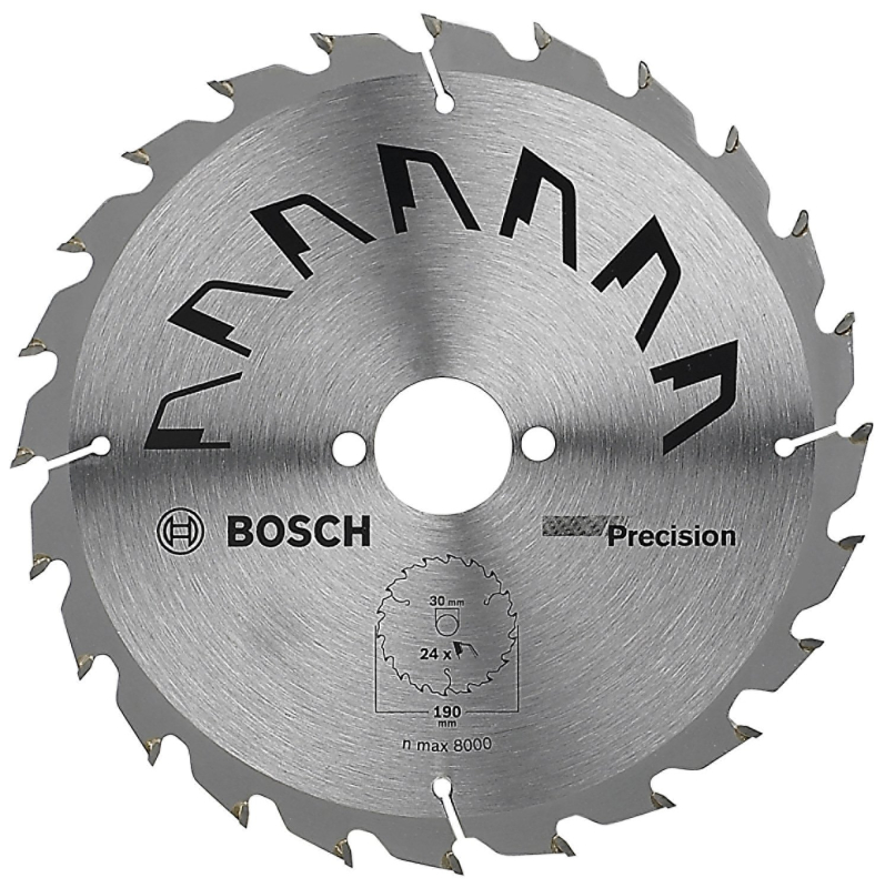 Bosch 1x Lame de Scie Circulaire Precison (pour Bois, Ø 190 x 2.5/1.5 x 30 mm, 24 Dents, ATB, Accessoire Scie Circulaire)