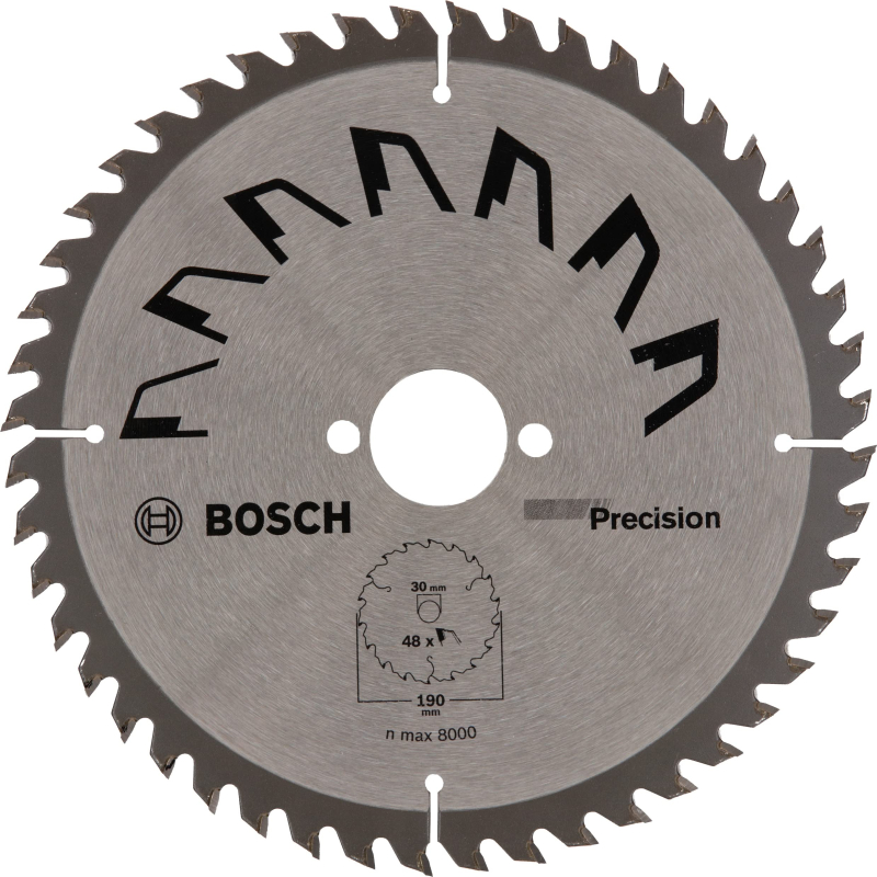 Bosch 1x Lame de Scie Circulaire Precison (pour Bois, Ø 190 x 2.5/1.5 x 30 mm, 48 Dents, ATB, Accessoire Scie Circulaire)