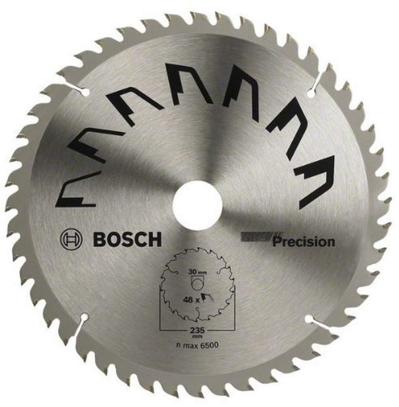 Bosch 1x Lame de Scie Circulaire Precison (pour Bois, Ø 235 x 2.5/1.5 x 30/25 mm, 48 Dents, ATB, avec 1x Bague de Réduction 25 m