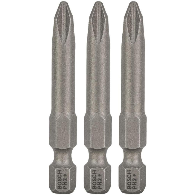Bosch Outillages 3 Pièces Jeu de Embouts de Vissage Extra Dure pour Vis Cruciformes, PH2 Epaisseur, 49mm Longueur