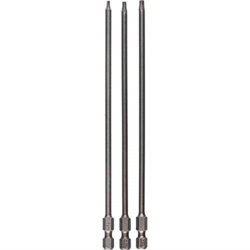 Bosch Outillages 3 Pièces Jeu de Embouts de Vissage Courts Qualité Extra-Dure, T8/T10/T15, 152mm Longueur