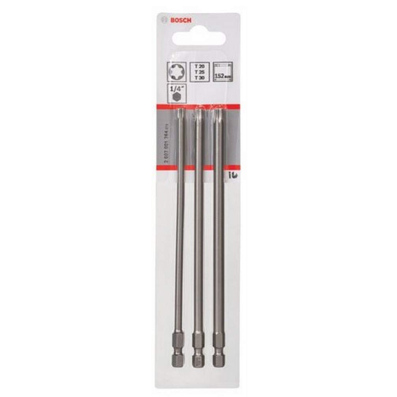 Bosch Outillages 3 Pièces Jeu de Embouts de Vissage Courts Qualité Extra-Dure, T20/T25/T30, 152mm Longueur