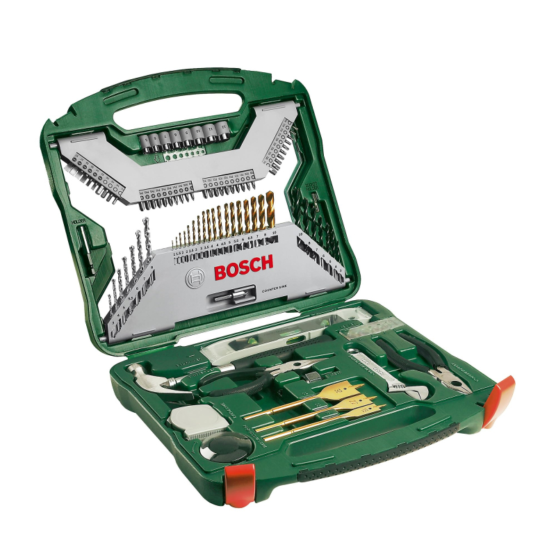 Bosch 103 pièces Ensemble de forets et de tournevis en titane X-Line (pour bois, pierre et métal, accessoires perceuses)
