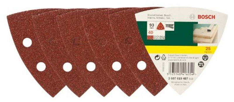 Bosch Outillages 2607019487 Lot de feuilles abrasives pour Ponceuse Delta Grain 40 25 pièces Argent