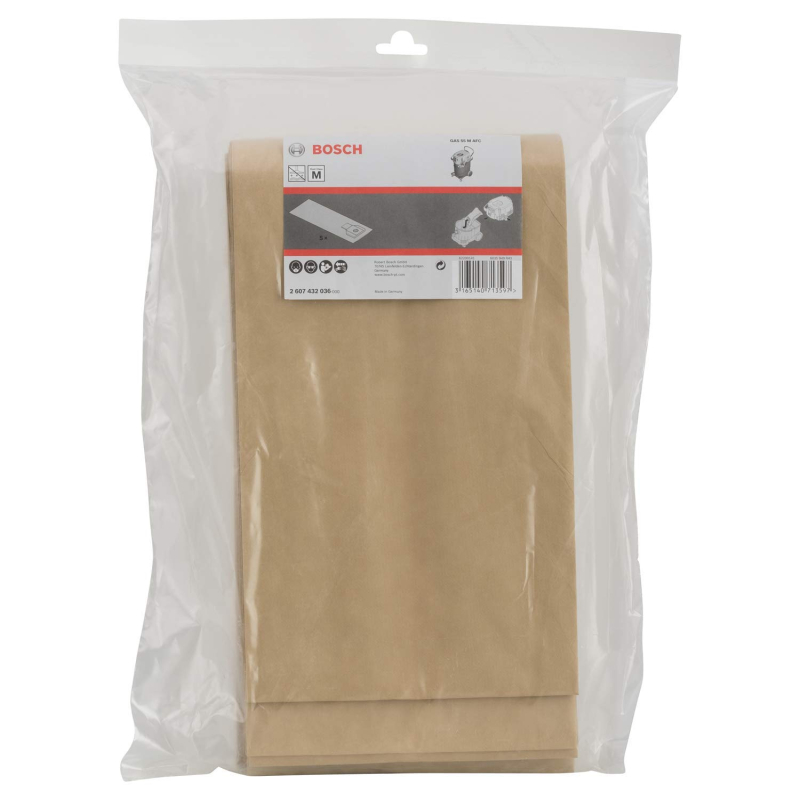 Bosch Outillages sac-filtre en papier (5 pièces, pour GAS 55, dans sac en plastique)