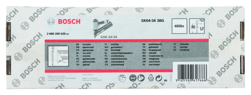 Bosh 2608200520 Pointe à tête fraisée 64-34 38 G 38 mm galvanisé