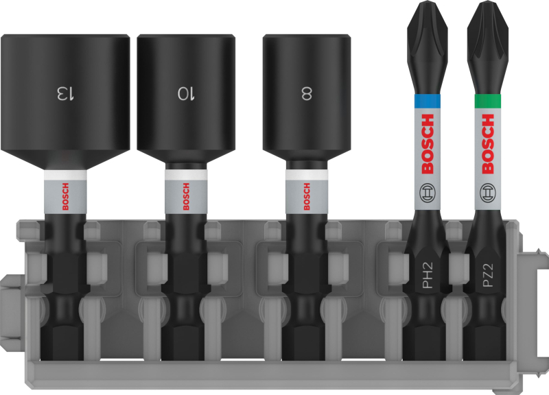 Bosch Outillages Professional 5 pièces Pack d'Embouts de Vissage und et Clé à Douille (Impact Control, PZ/PH Bits, Longueur 50mm