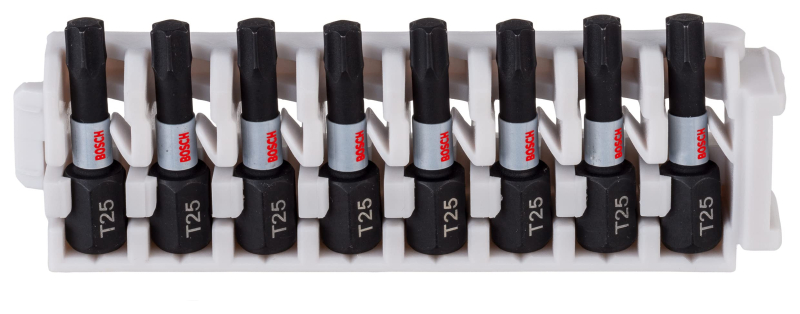 Bosch Professional 8 pièces Pack d'Embouts de Vissage Torx (Impact Control, T25 Bits, Longueur 25mm, Pick and Click, Accessoires