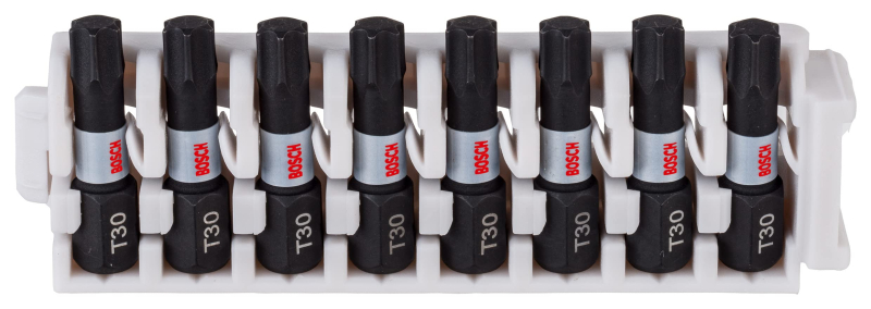 Bosch Professional 8 pièces Pack d'Embouts de Vissage Torx (Impact Control, T30 Bits, Longueur 25mm, Pick and Click, Accessoires