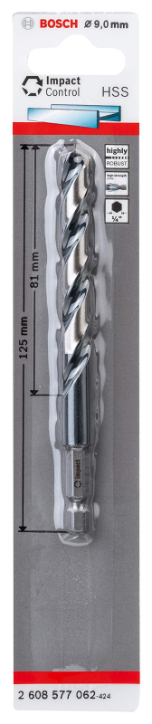 Bosch Outillages Forets hélicoïdaux Impact Control HSS (pour métal, 9 x 81 x 125 mm, Accessoires pour perceuse à percussion)