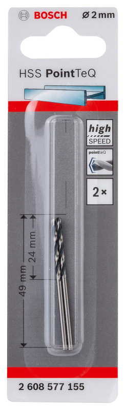 Bosch Outillages 2x Forets hélicoïdaux HSS PointTeQ (pour métal, 2 x 24 x 49 mm, accessoires pour perceuse-visseuse)