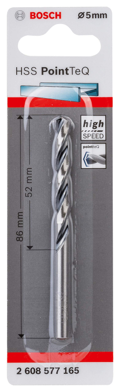 Bosch Outillages 1x Forets hélicoïdaux HSS PointTeQ (pour métal, 5 x 52 x 86 mm, accessoires pour perceuse-visseuse)