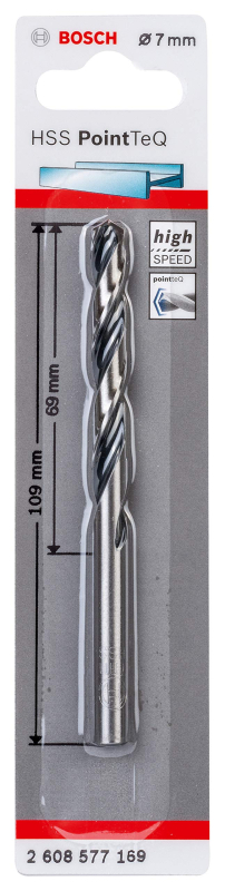 Bosch Outillages 1x Forets hélicoïdaux HSS PointTeQ (pour métal, 7 x 69 x 109 mm, accessoires pour perceuse-visseuse)