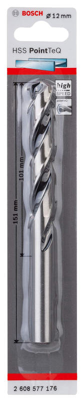 Bosch Professional 1x Forets hélicoïdaux HSS PointTeQ (pour métal, 12 x 101 x 151 mm, accessoires pour perceuse-visseuse)