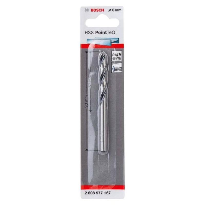 Bosch Professional 10x forets hélicoïdaux HSS PointTeQ (pour métal, 6 x 57 x 93 mm, accessoires pour perceuses-visseuses)
