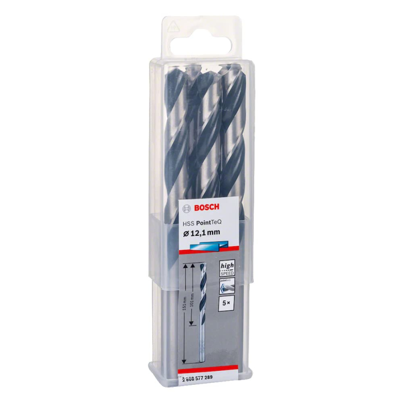 Bosch Professional 5x forets hélicoïdaux HSS PointTeQ (pour métal, 12,1 x 101 x 151 mm, accessoires pour perceuses-visseuses)