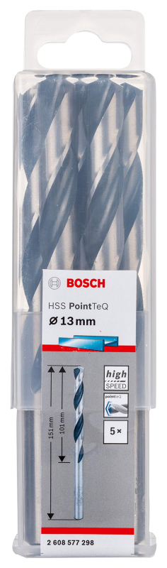 Bosch Professional 5x forets hélicoïdaux HSS PointTeQ (pour métal, 13 x 101 x 151 mm, accessoires pour perceuses-visseuses)