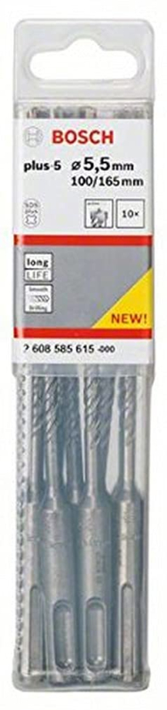 Bosch 2608585615 Foret SDS-plus-5 pour marteau perforateur Ø 5,5 mm Longueur 165 mm 10 pièces